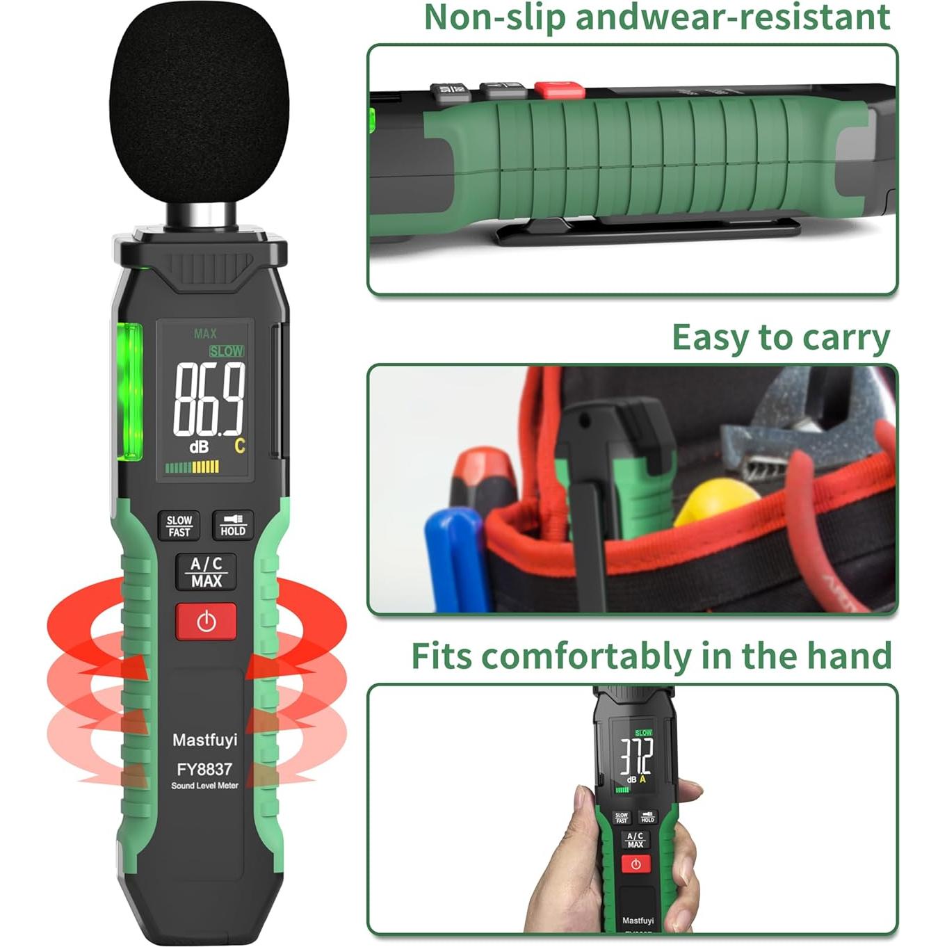 Medidor de Decibelios Mastfuyi FY8837 30-130 dB Digital LCD