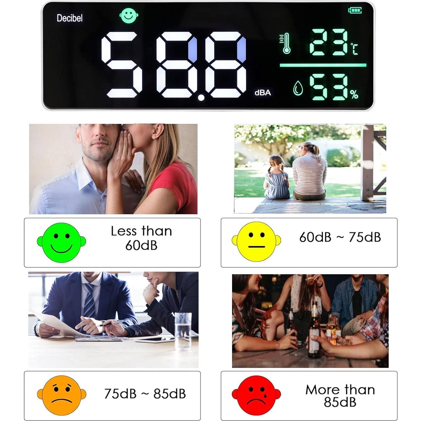 Medidor de Decibelios Gugxiom 3 en 1 con Pantalla LED 27.94cm