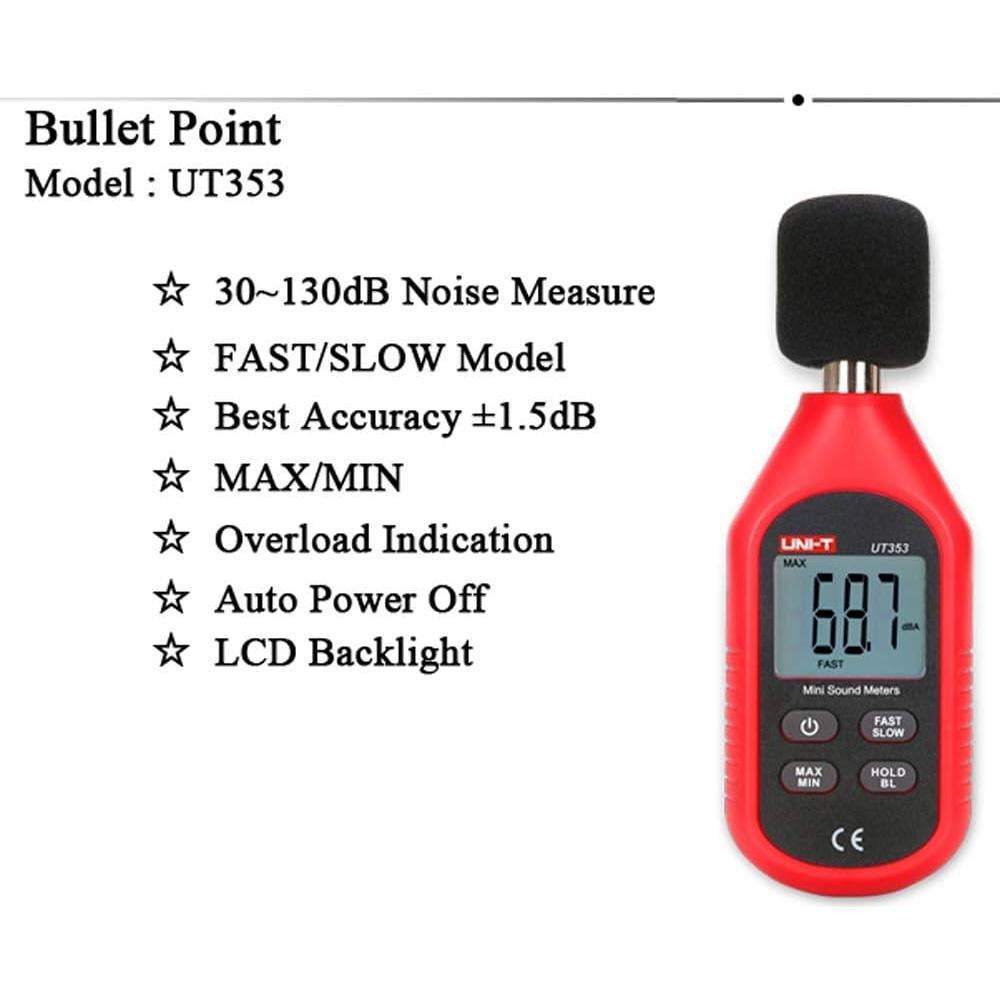 Medidor de Decibelios UNI-T UT353BT Bluetooth 30-130 dB
