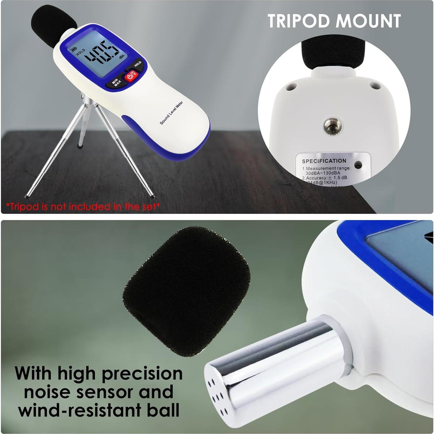 Medidor de Nivel de Sonido Bluetooth DANOPLUS 0-130dB Portátil