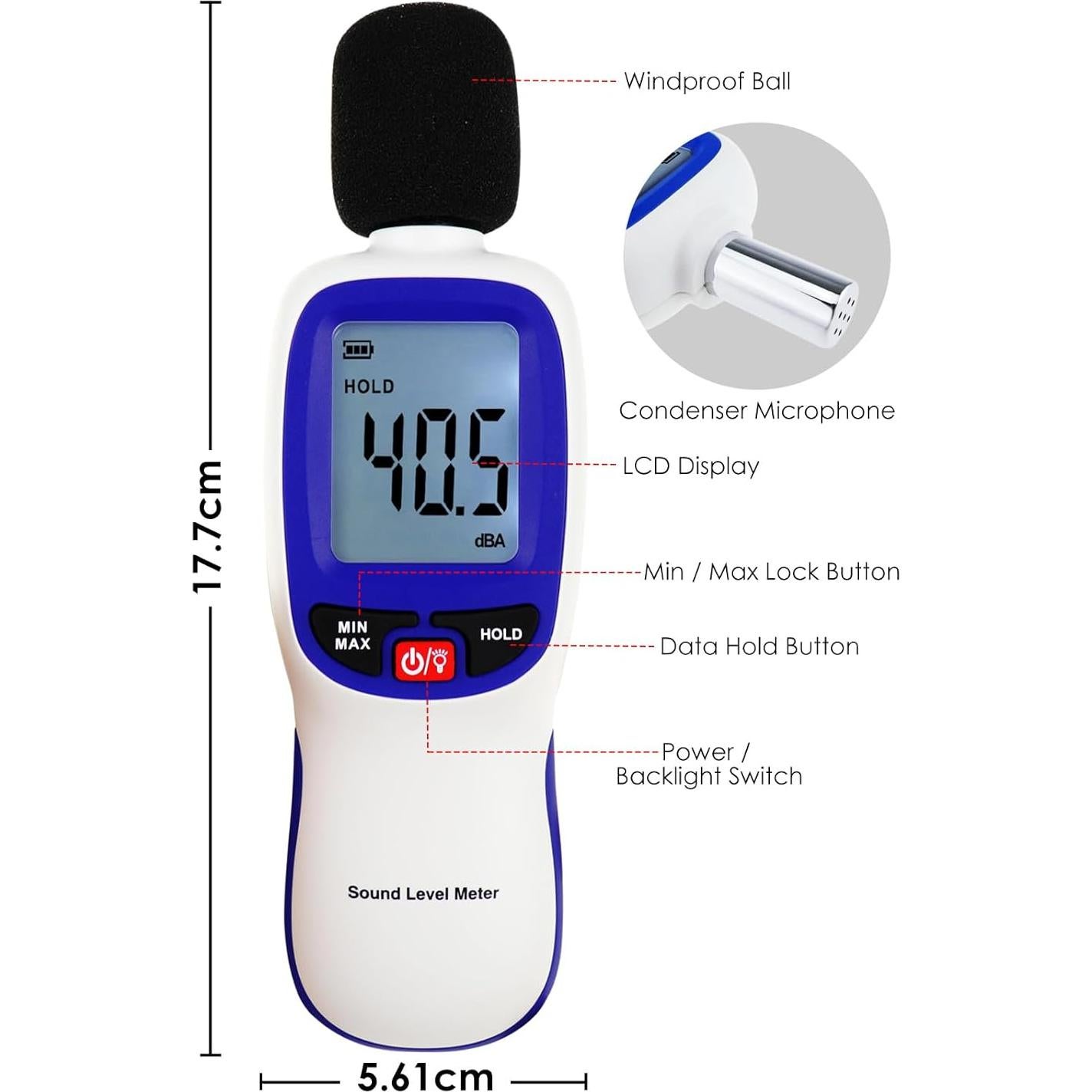 Medidor de Nivel de Sonido Bluetooth DANOPLUS 0-130dB Portátil