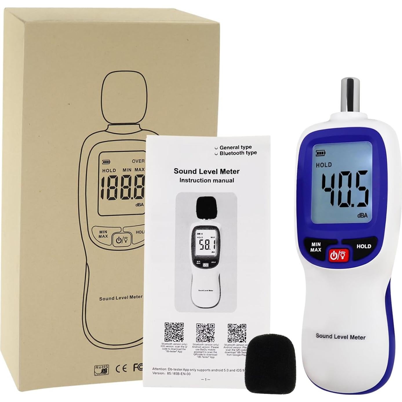 Medidor de Nivel de Sonido Bluetooth DANOPLUS 0-130dB Portátil