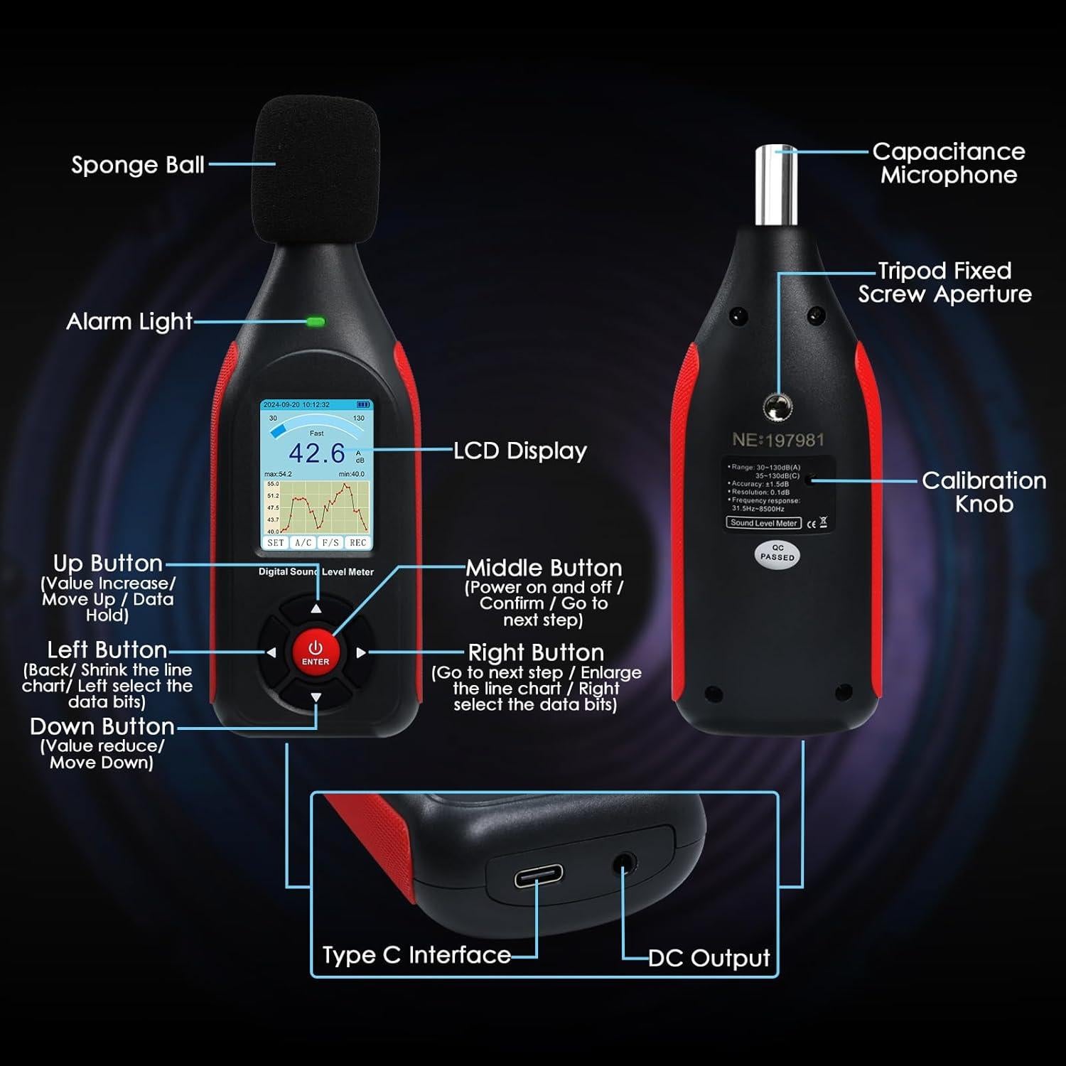 Medidor de Decibelios Digital Danoplus KIB0441 30-130dB
