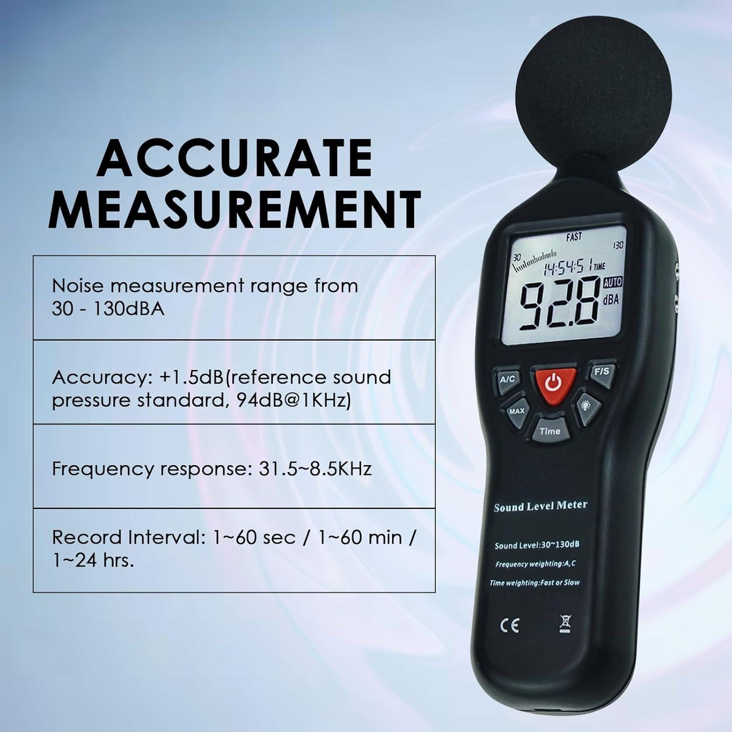 Medidor de Decibelios Tekcoplus SLM24TK LCD 30-130dBA
