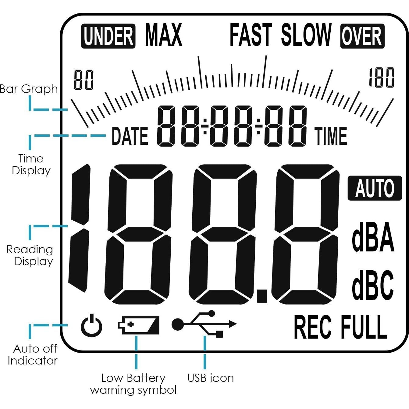 Medidor de Decibelios Tekcoplus SLM24TK LCD 30-130dBA