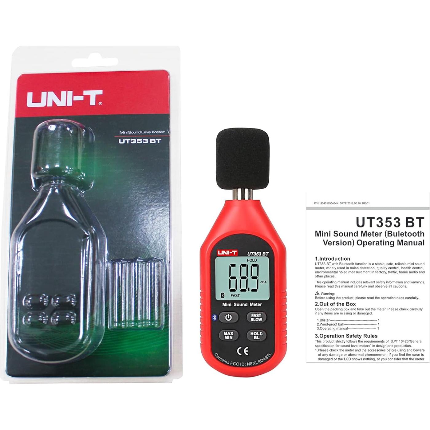 Medidor de Decibelios UNI-T UT353BT Bluetooth 30-130 dBA