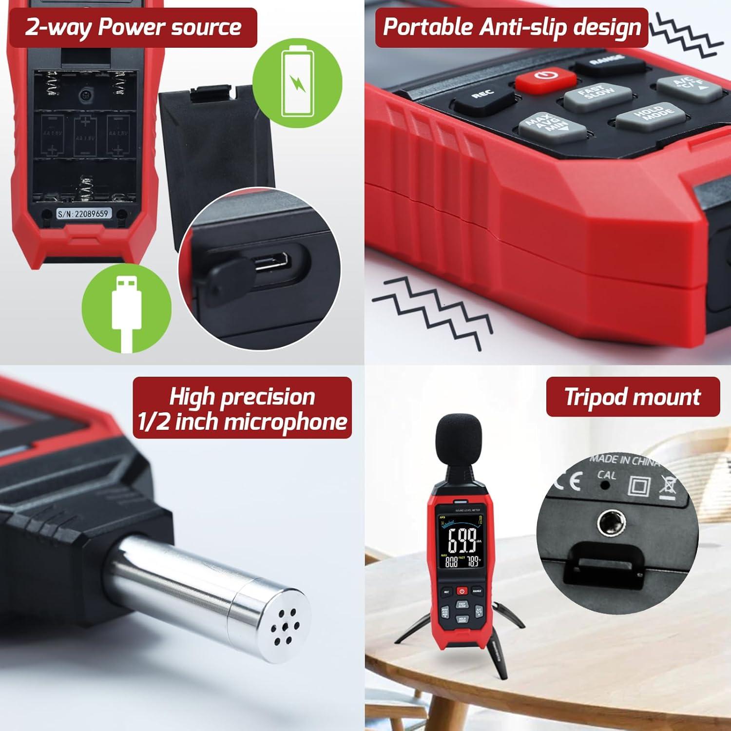 Medidor de Nivel de Sonido Digital Danoplus KIB0390, 30-130 dB