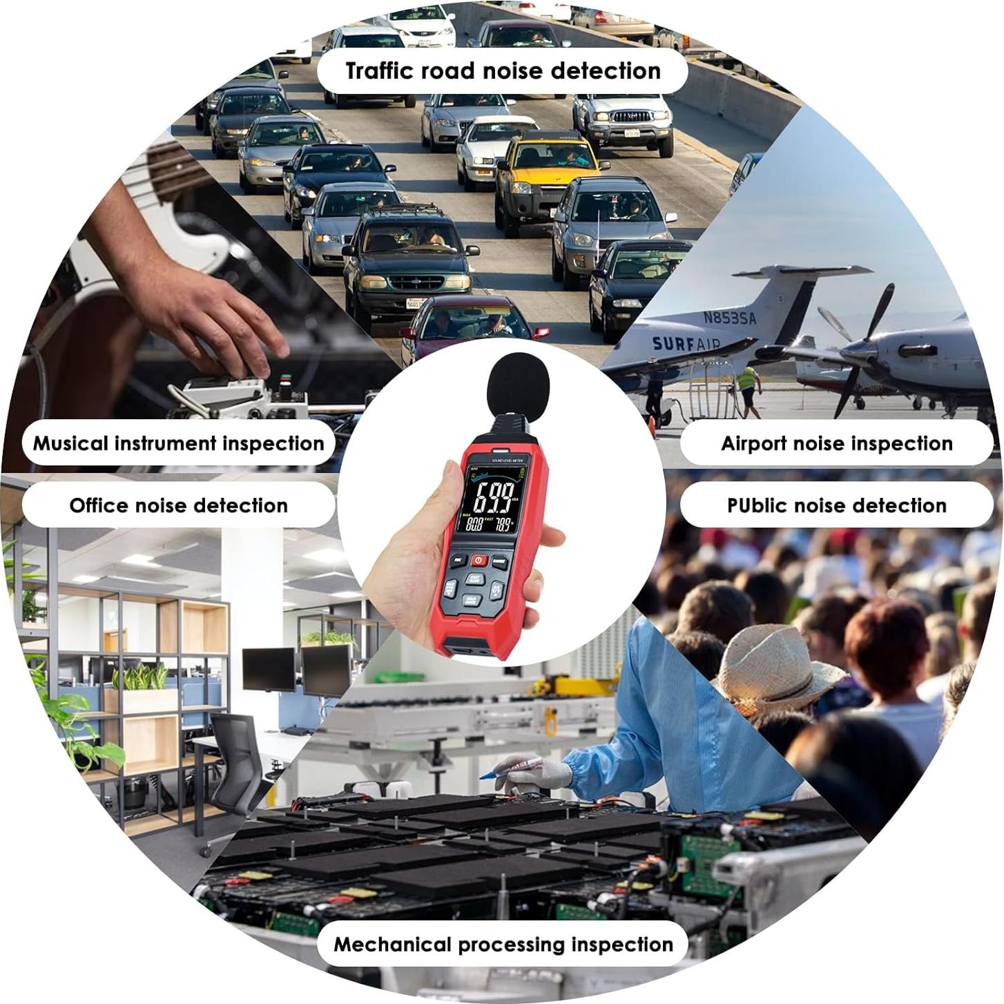 Medidor de Nivel de Sonido Digital Danoplus KIB0390, 30-130 dB