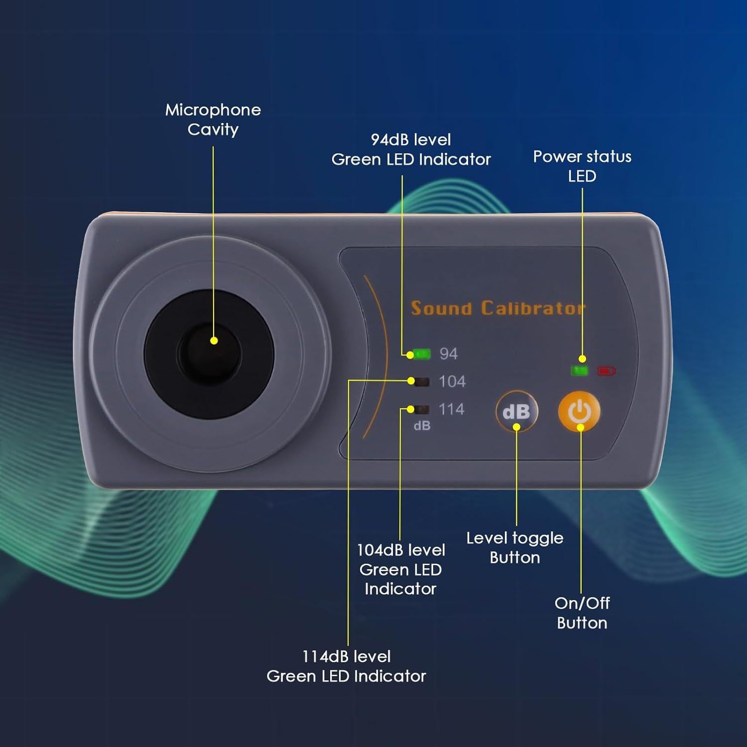Calibrador de Sonido DANOPLUS KB0305 3 Niveles 114dB 94dB 104dB