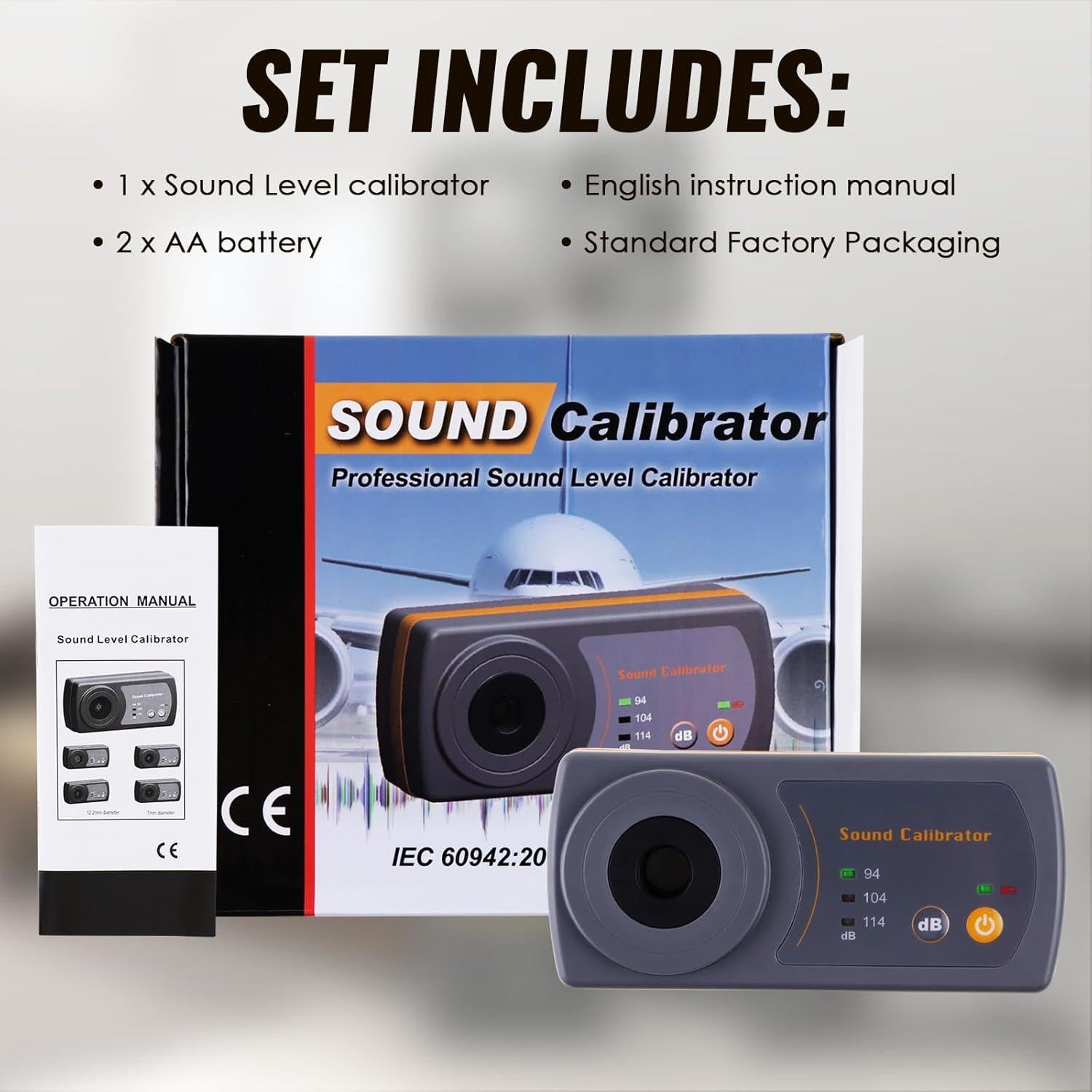 Calibrador de Sonido DANOPLUS KB0305 3 Niveles 114dB 94dB 104dB