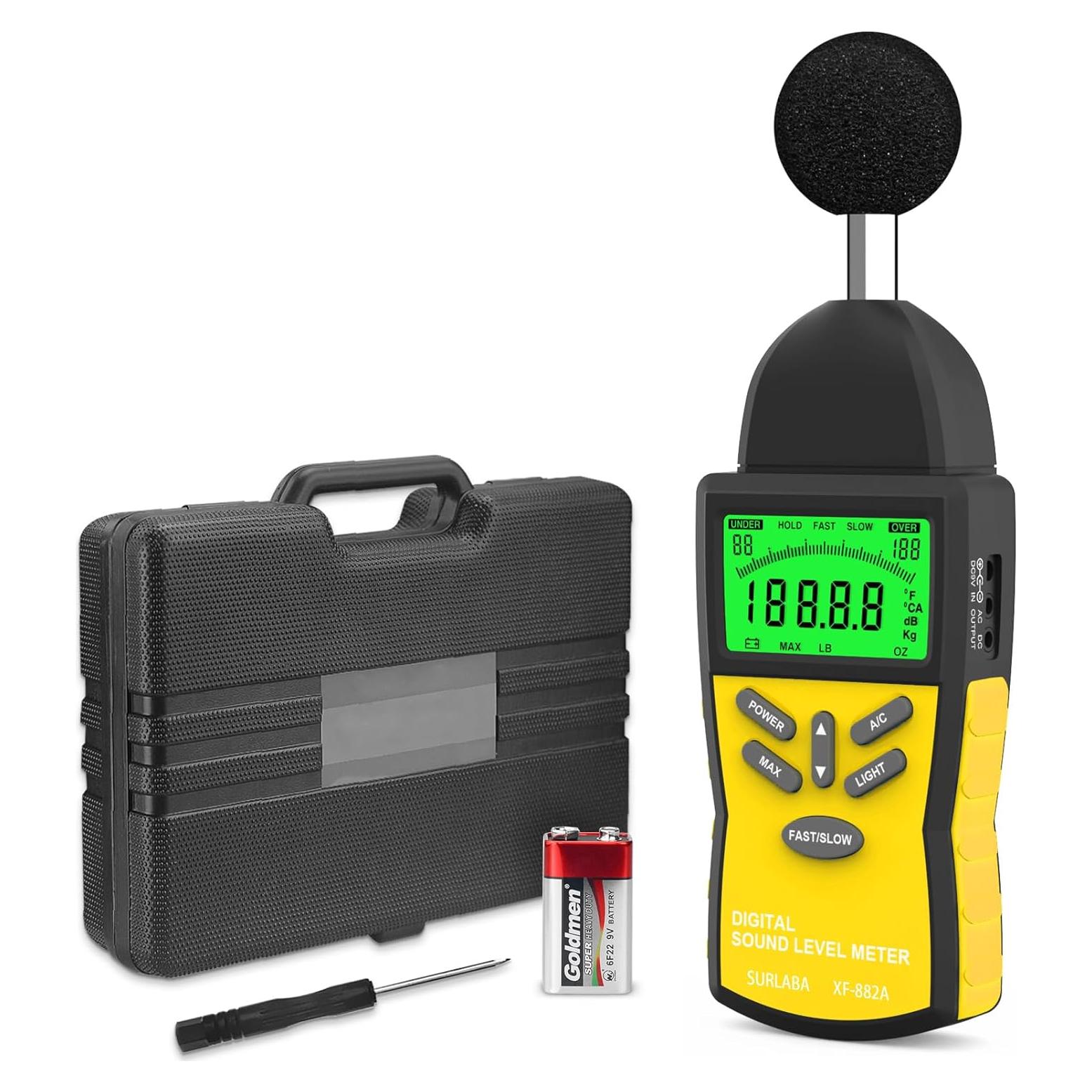 Medidor de Decibelios SURLABA 882A 30-130 dB Digital con Retroiluminación