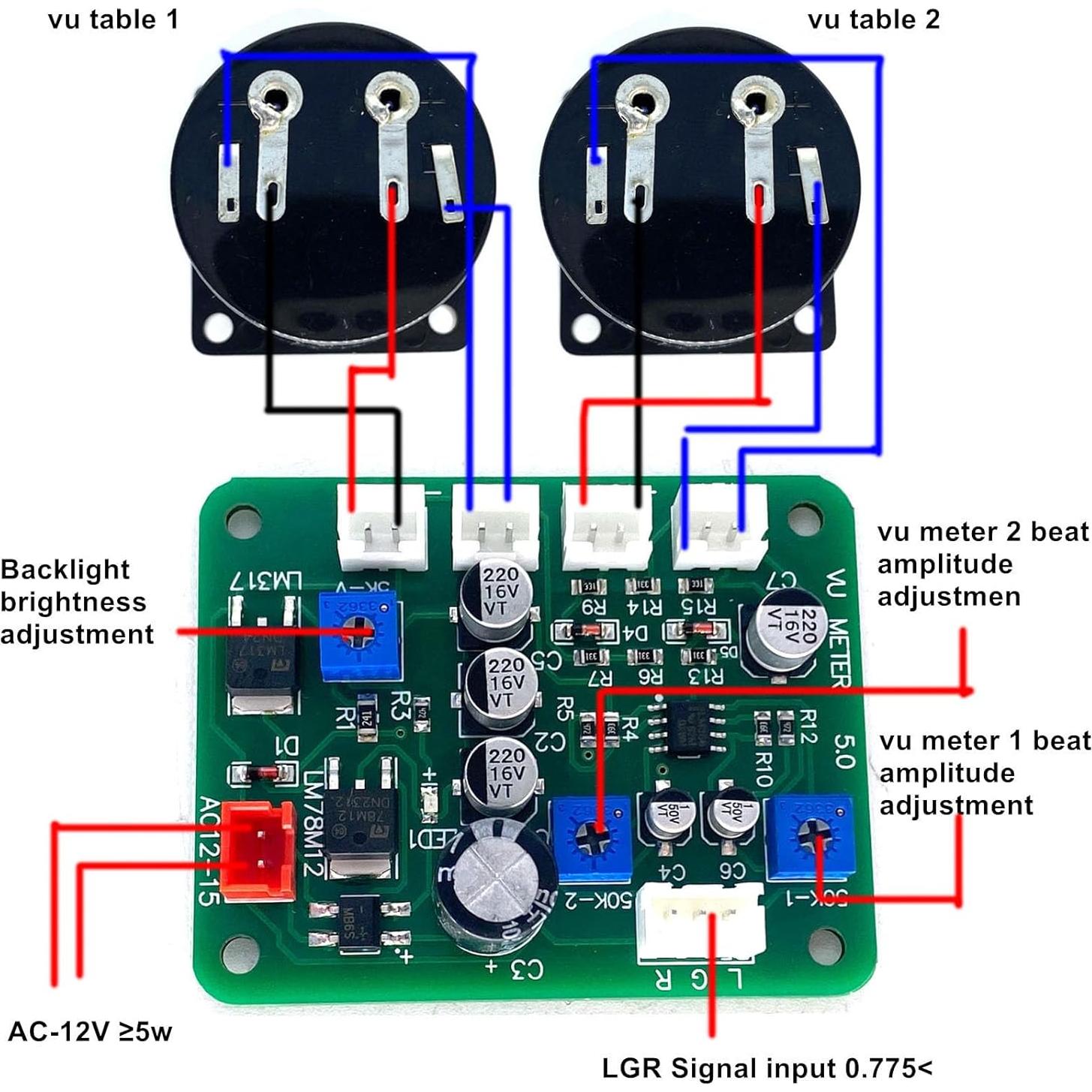 Kit 2 Medidores VU 35mm Cywhrvzsf con Placa de Control