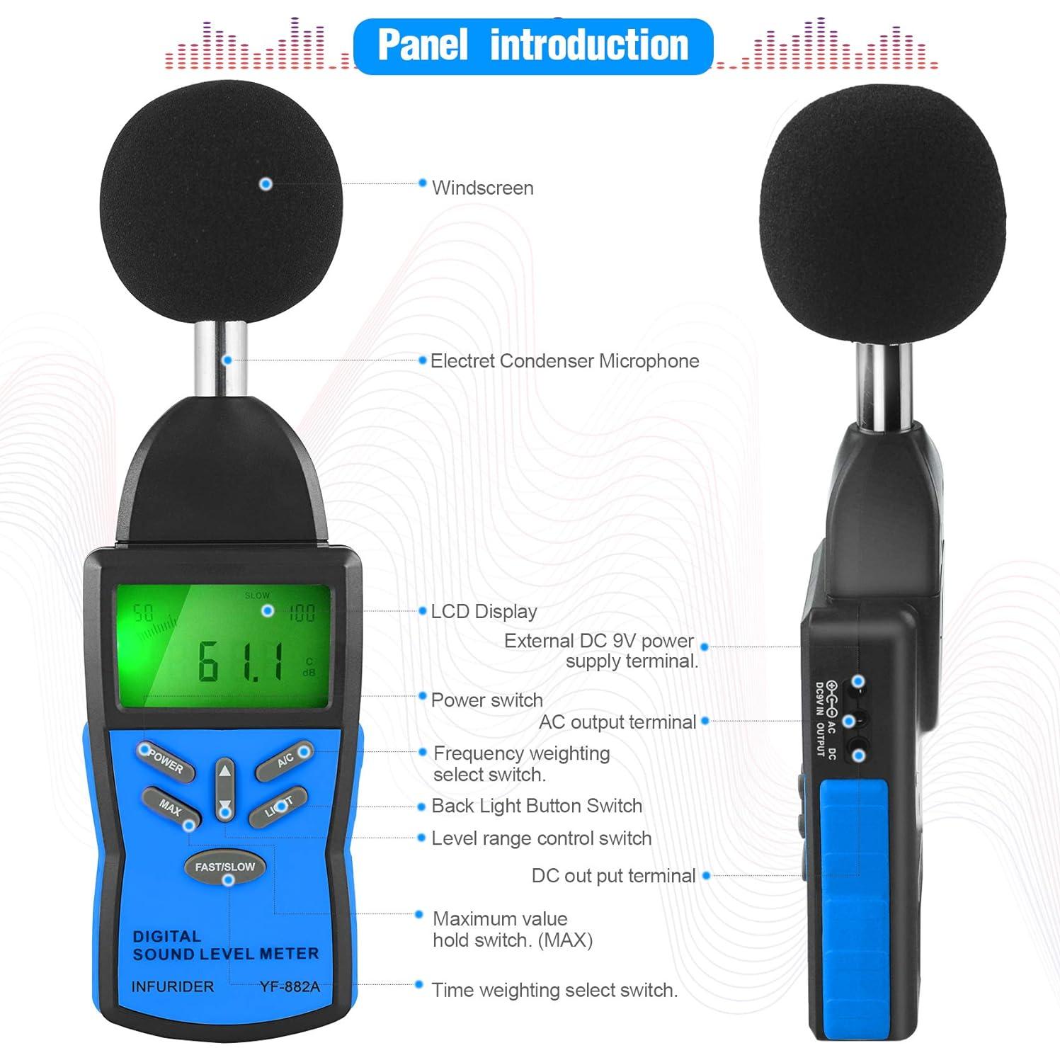 Medidor de Decibelios Portátil INFURIDER con Pantalla LCD
