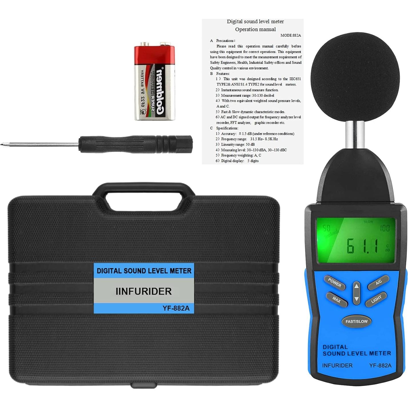 Medidor de Decibelios Portátil INFURIDER con Pantalla LCD