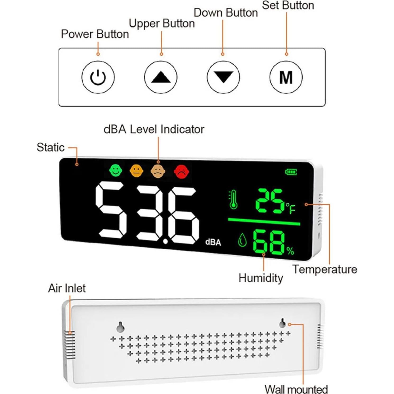 Medidor de Decibelios ZEZEFUFU con Pantalla LED 30-130dB