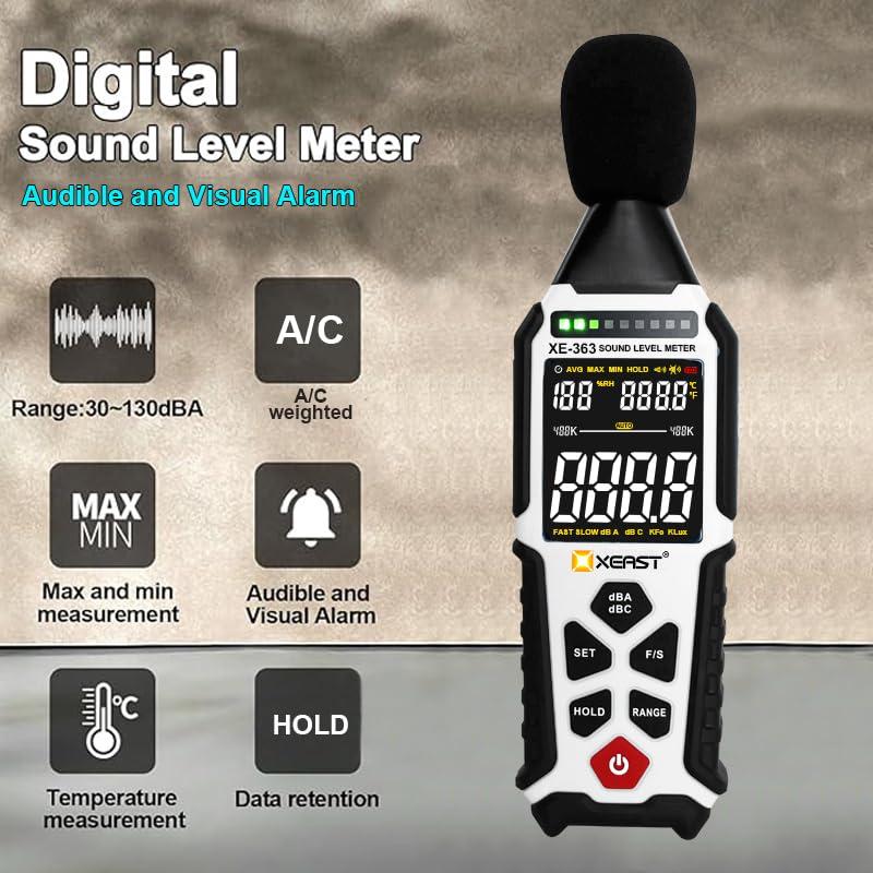 Medidor de Nivel de Sonido Digital Xeast XE-363 30-130dB