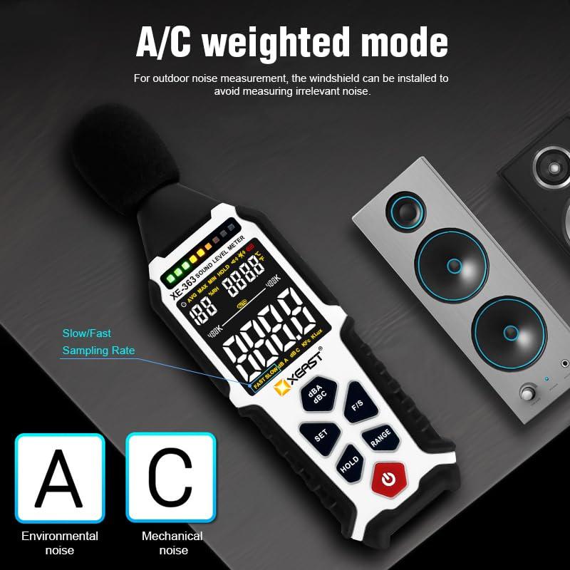 Medidor de Nivel de Sonido Digital Xeast XE-363 30-130dB