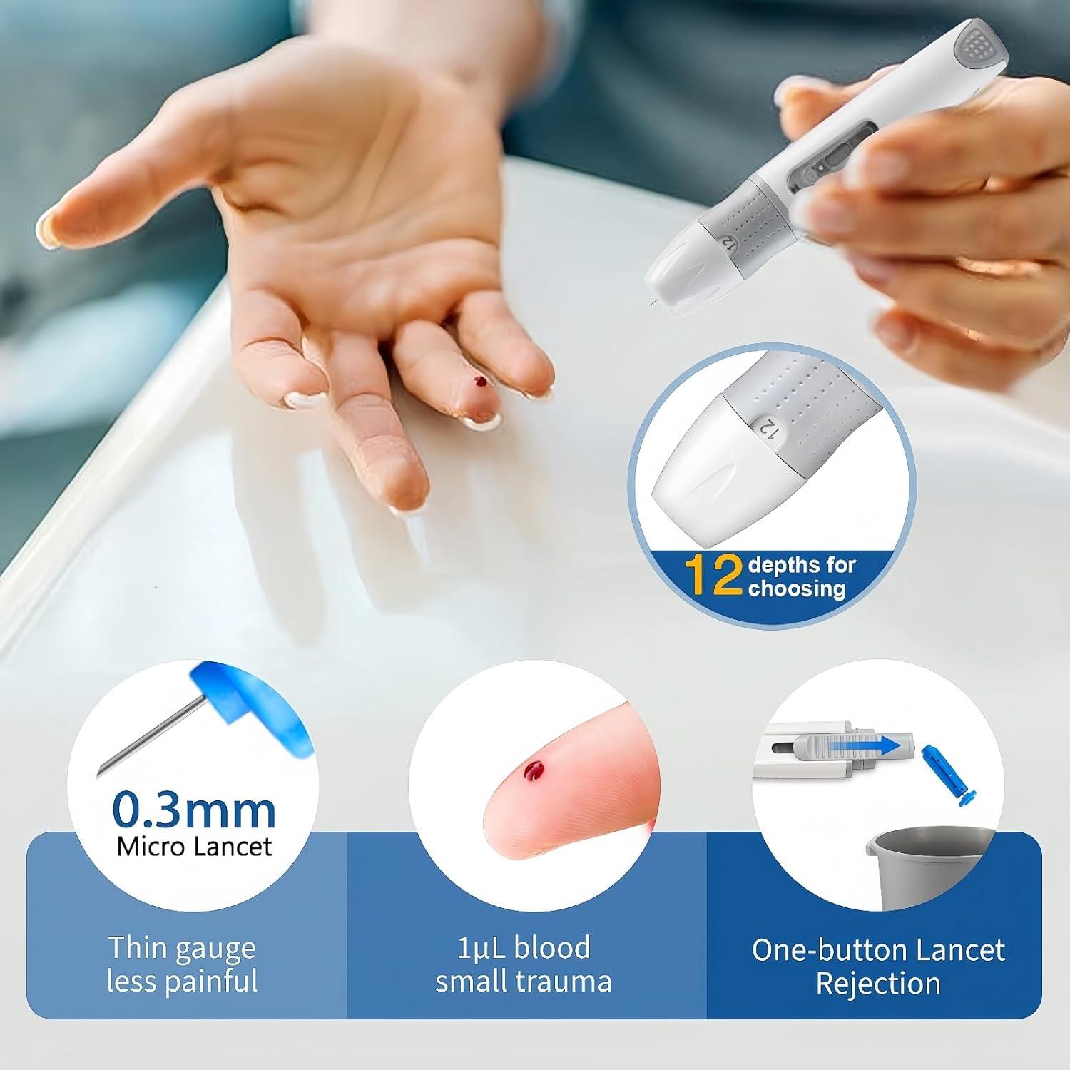 Kit de Monitor de Glucosa Careliving BGM101 con 100 Tiras y Lancetas