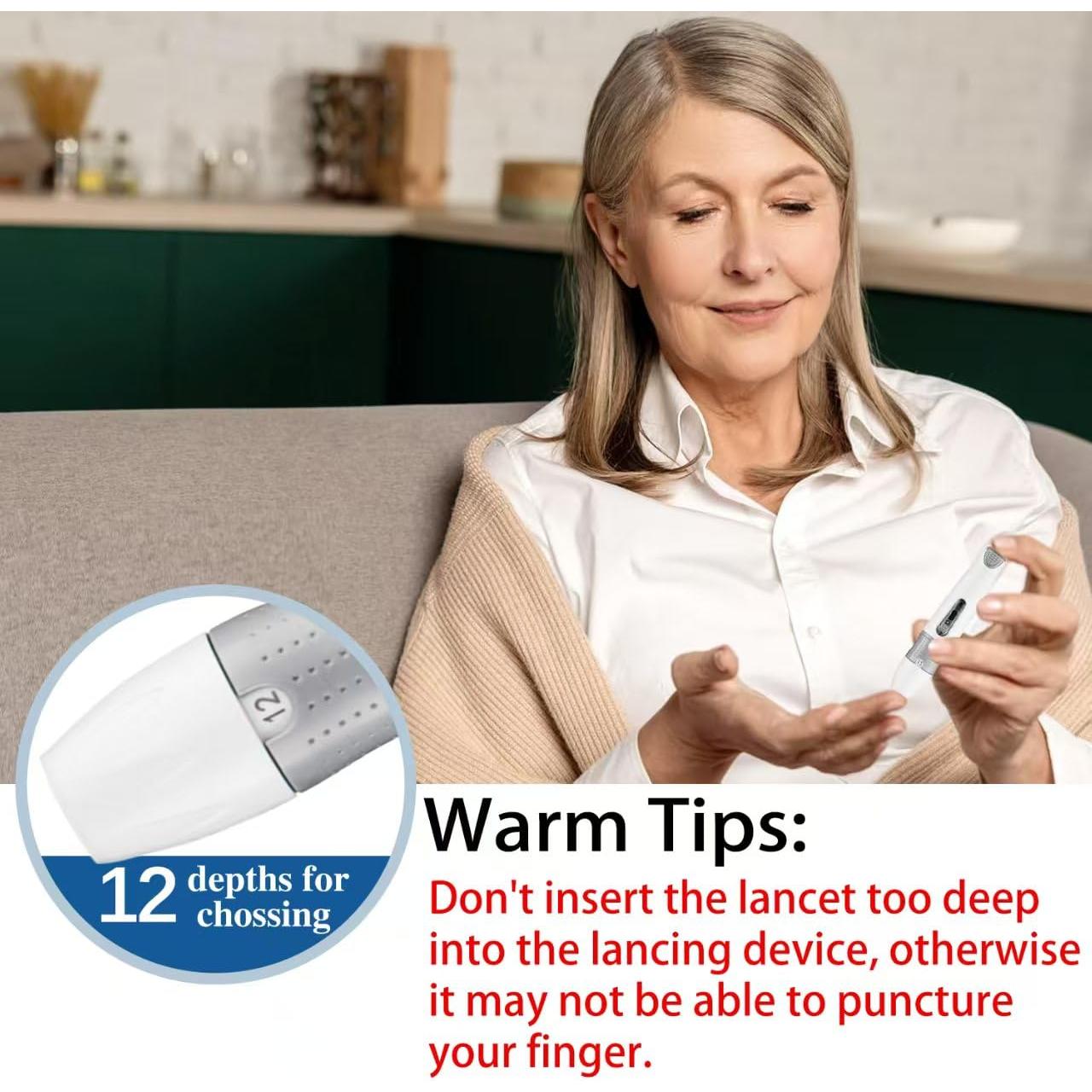 Kit de Monitor de Glucosa Careliving BGM101 con 100 Tiras y Lancetas