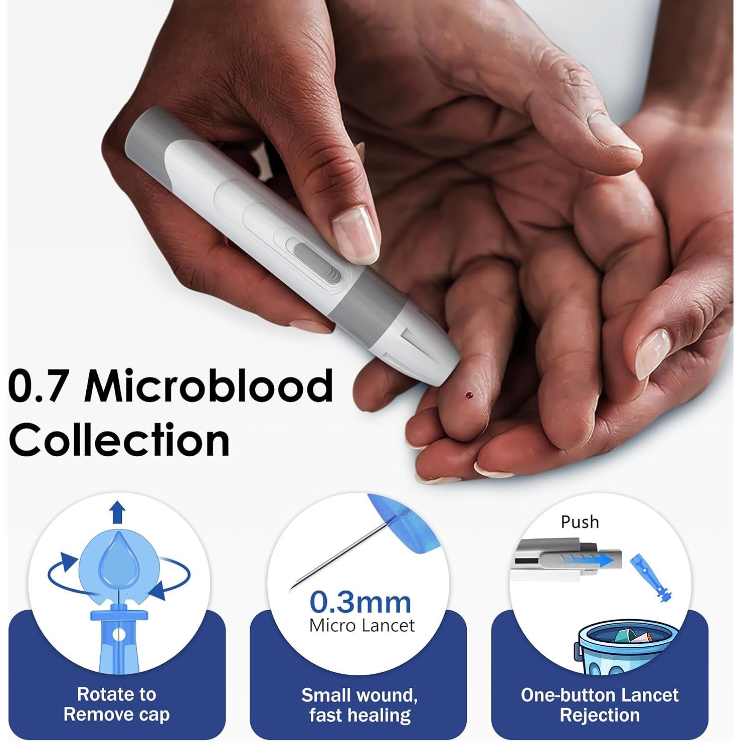 Kit Monitor de Glucosa Bioland G-425-2V con 100 Tiras y Lancetas