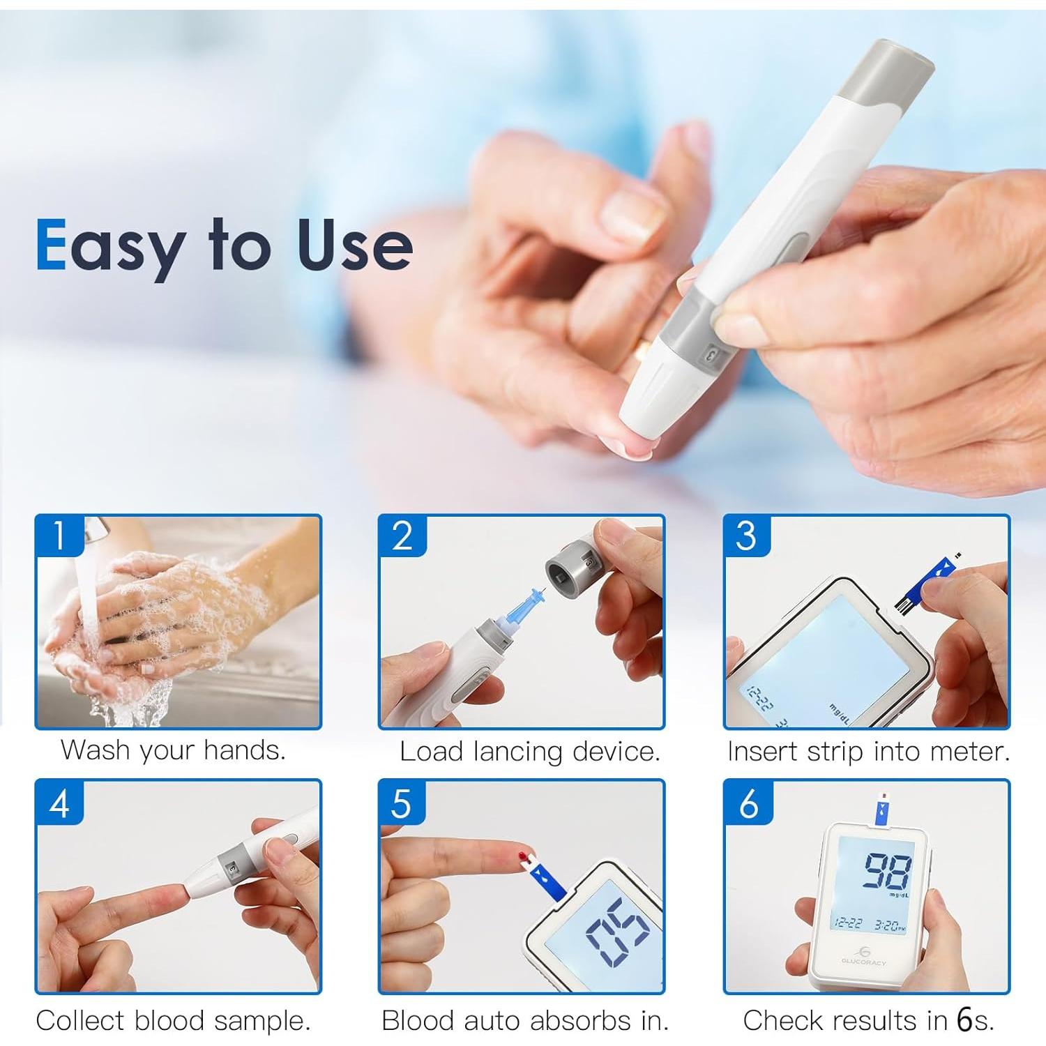Kit Monitor de Glucosa Glucoracy G-425-2 con 50 Tiras y Lancetas