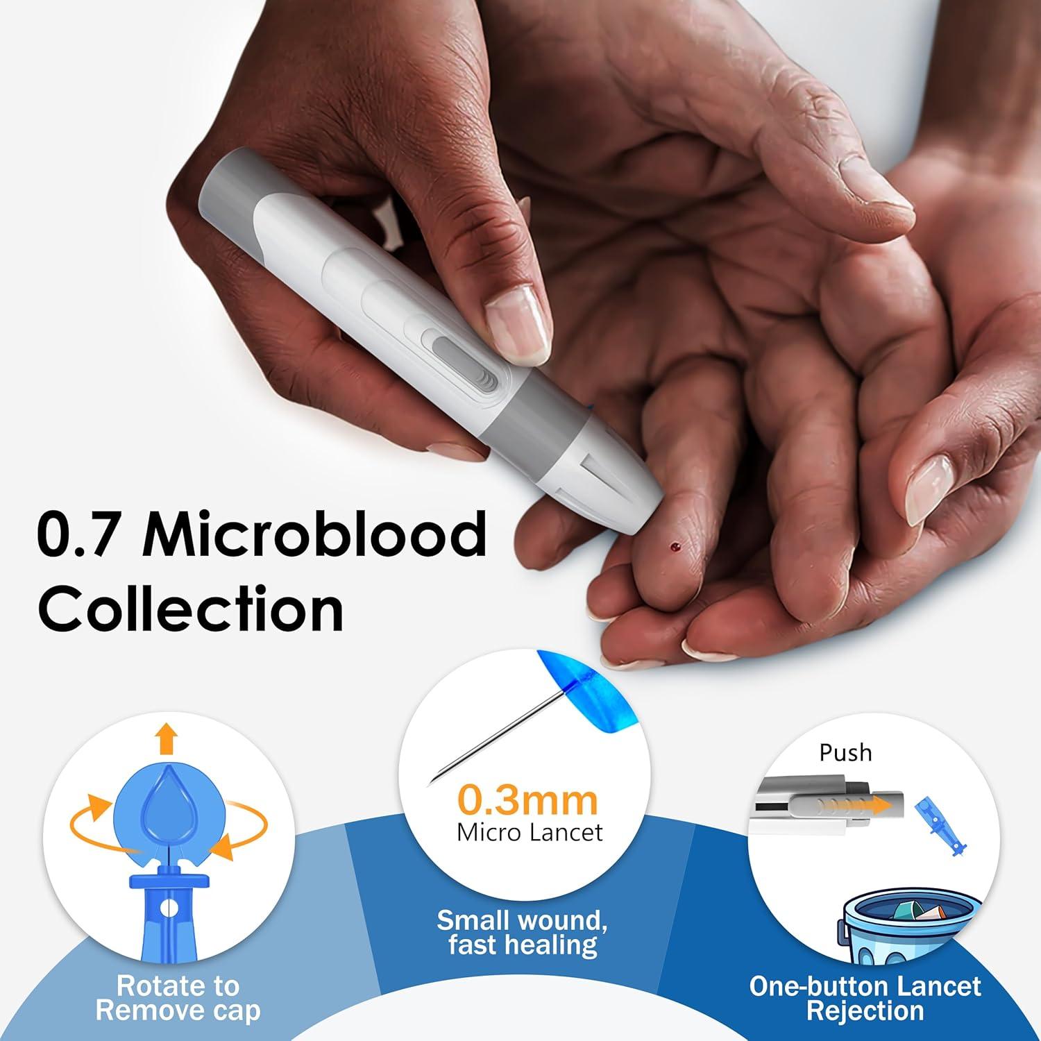 Glucometro AurorAid G-426 con 100 Tiras y 100 Lancetas