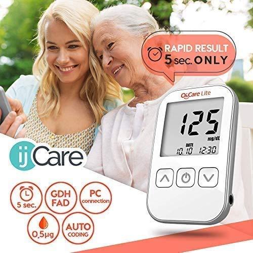Kit de Prueba de Azúcar en Sangre ijCare Lite - Glucómetro con 50 Tiras y Lancetas