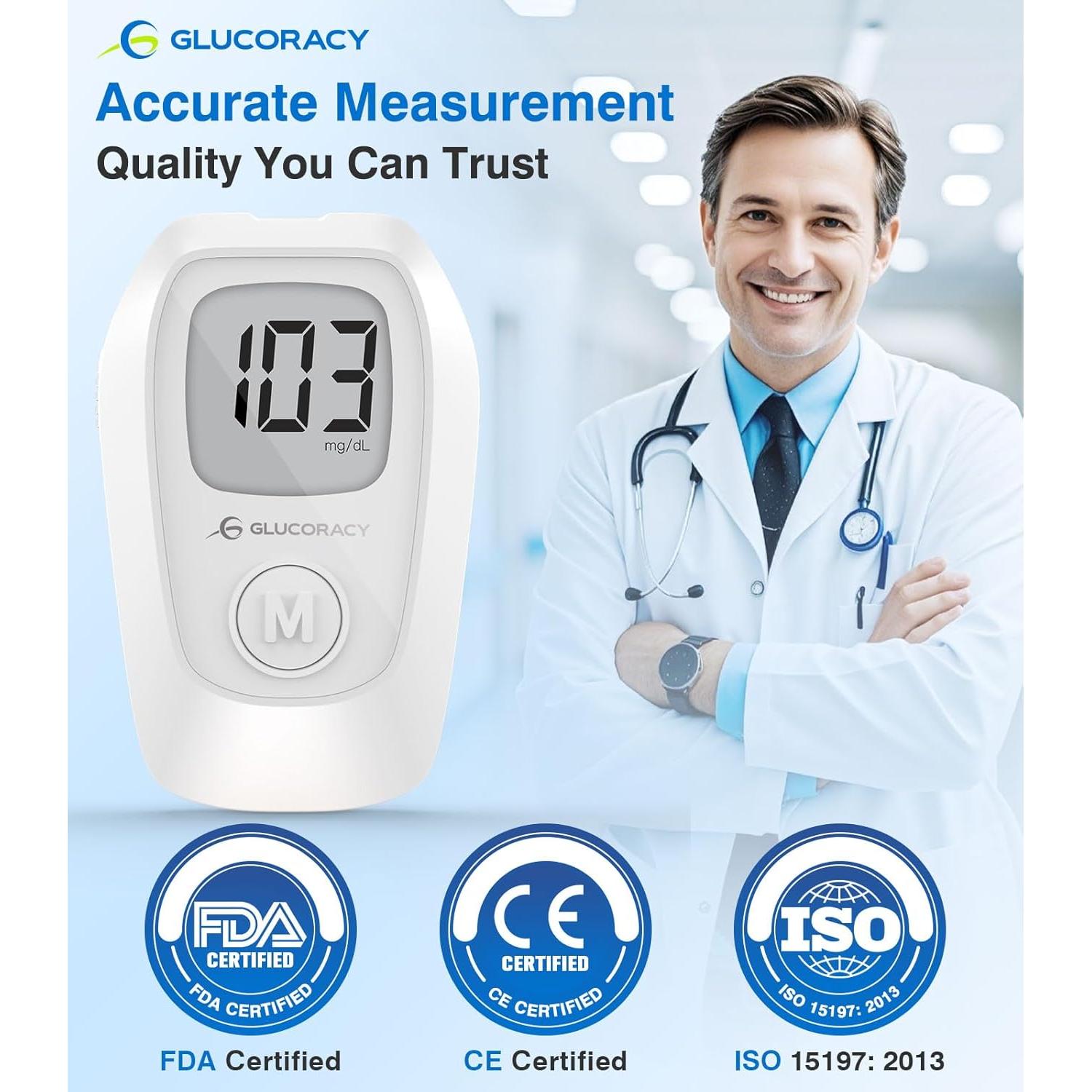 Kit de Monitor de Glucosa Glucoracy G-425 con 50 Tiras y Lancetas