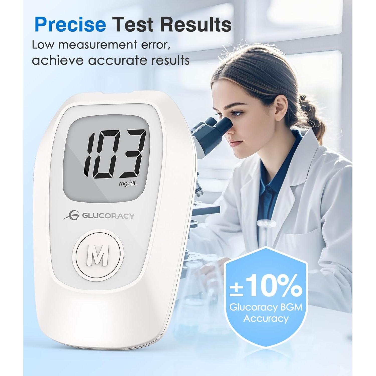 Kit de Monitor de Glucosa Glucoracy G-425 con 50 Tiras y Lancetas