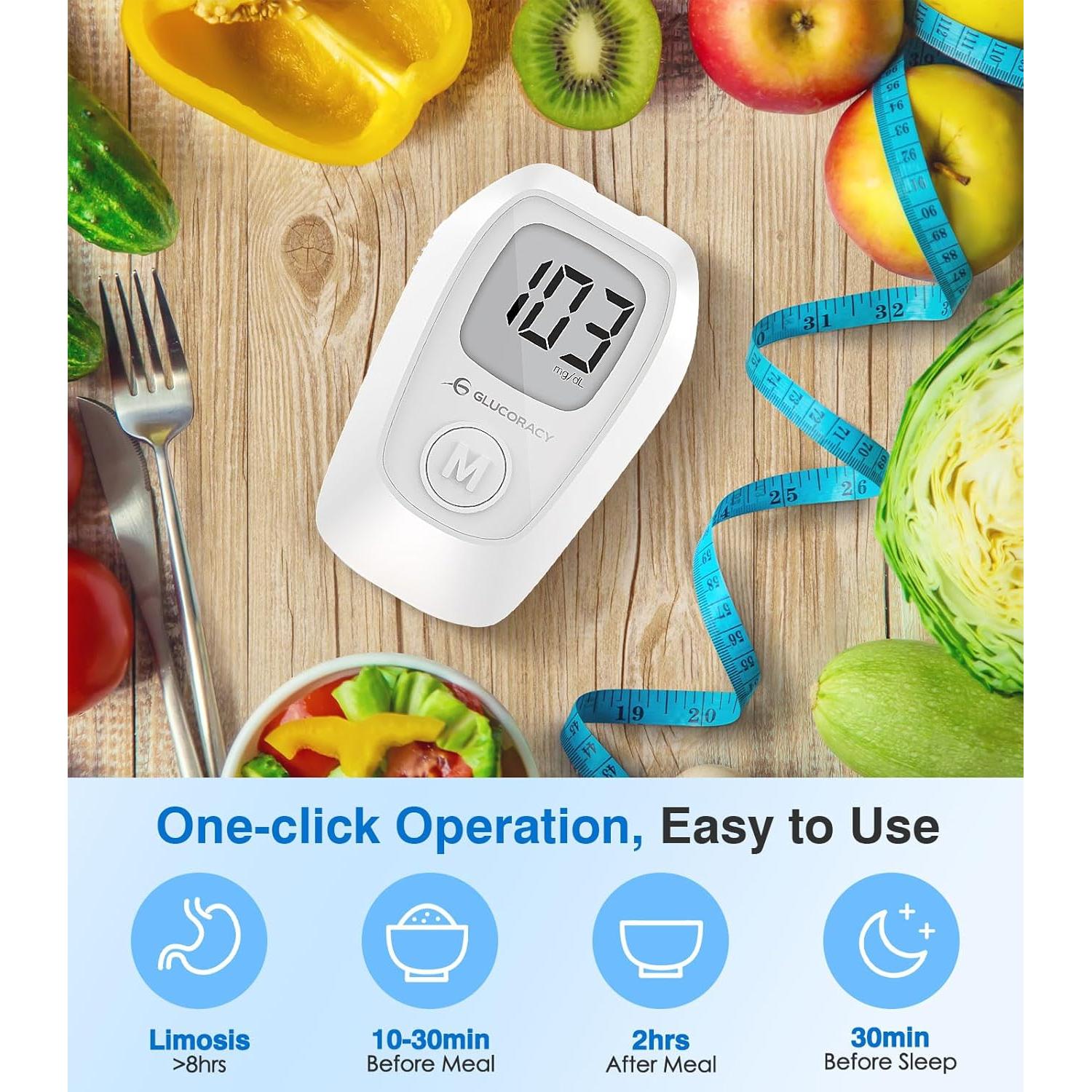 Kit de Monitor de Glucosa Glucoracy G-425 con 50 Tiras y Lancetas