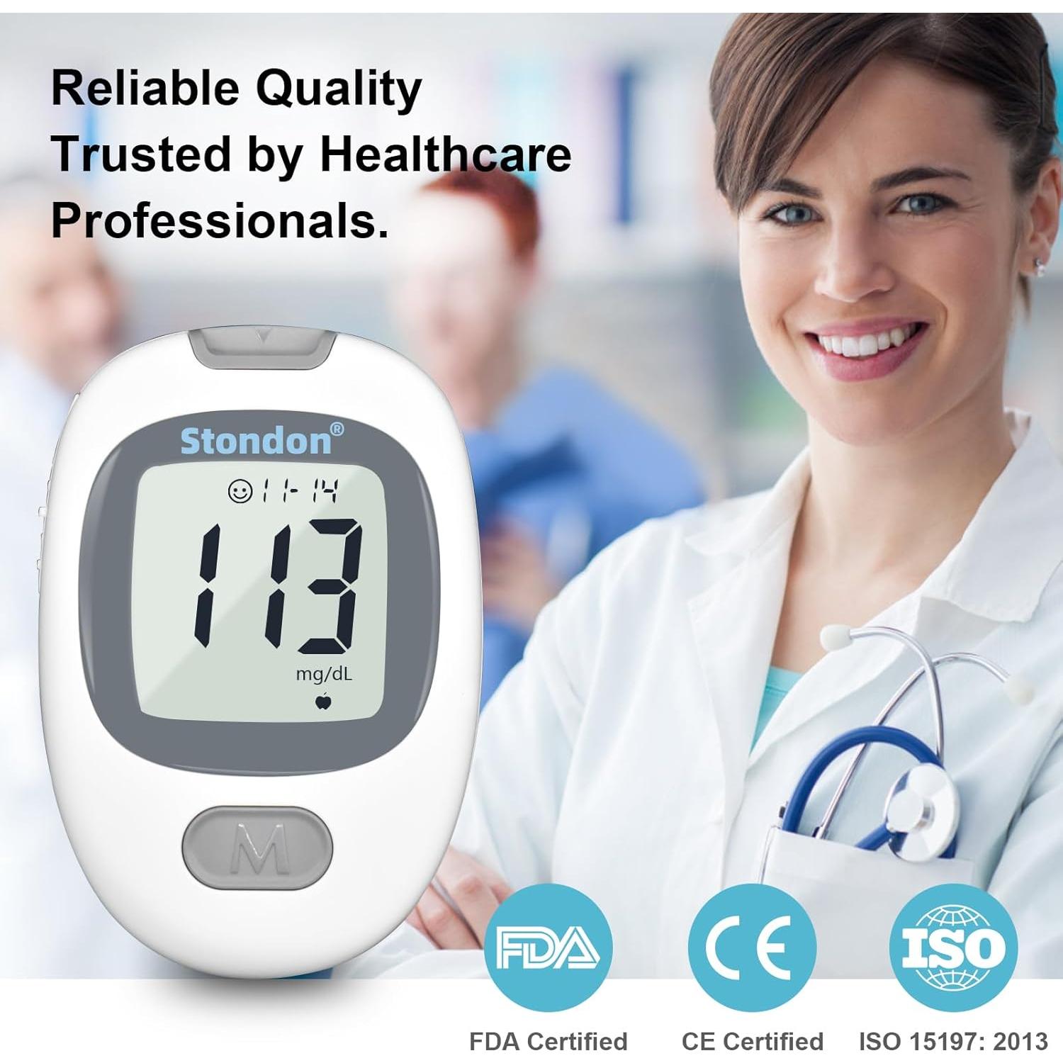 Kit de Monitor de Glucosa Stondon G430 con 100 Tiras y Lancetas