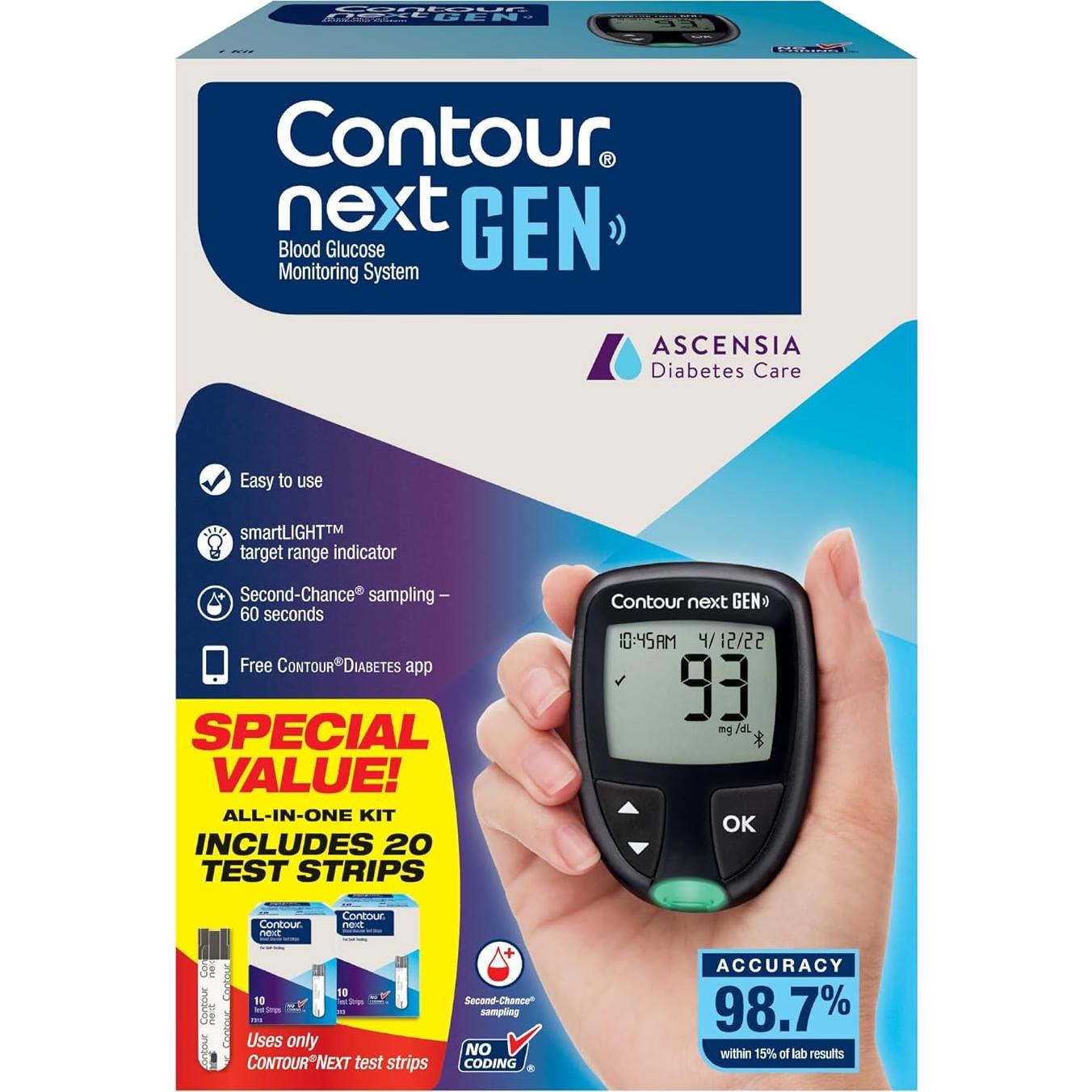 Kit de Monitoreo de Glucosa Ascensia CONTOUR NEXT GEN - 20 Tiras