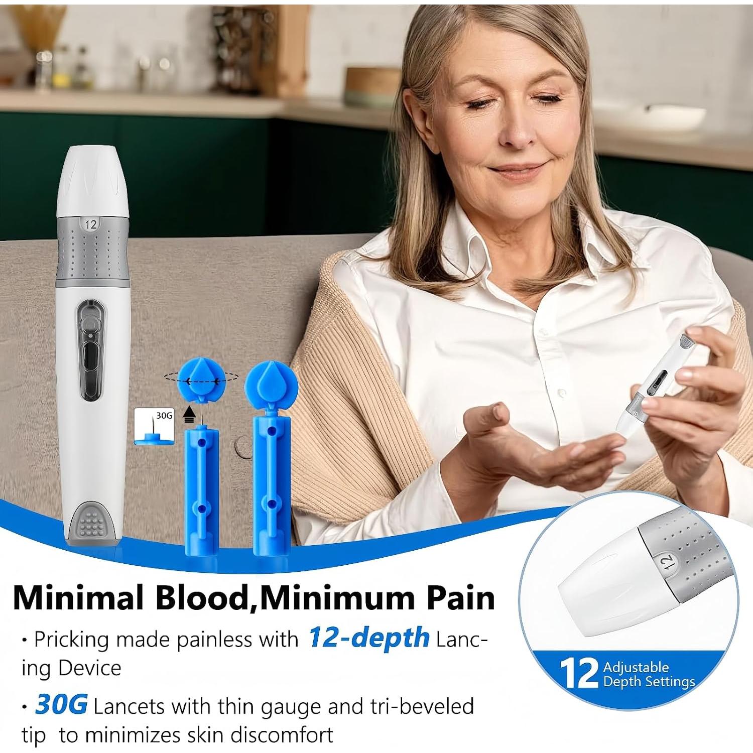 Kit de Monitoreo de Glucosa CareLiving MM1100 - 100 Tiras y Lancetas