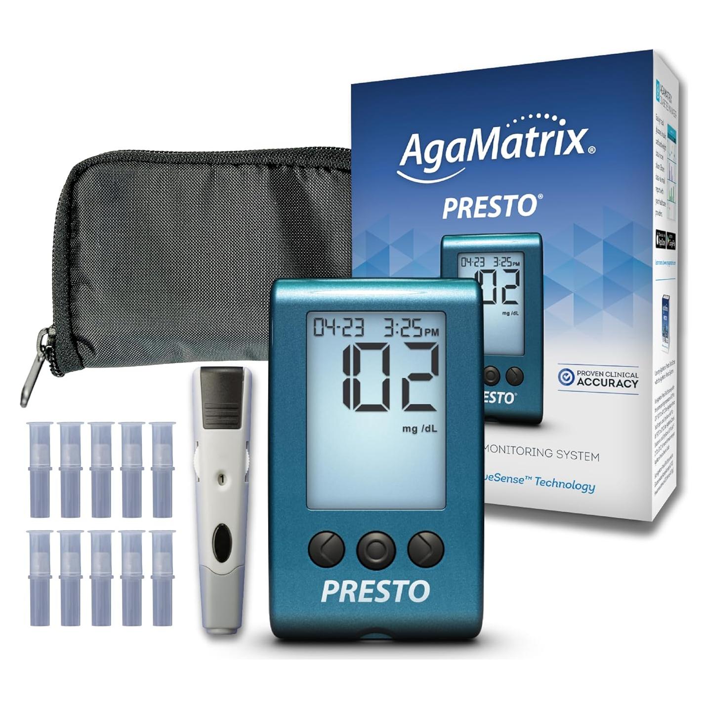 Medidor de Glucosa en Sangre AgaMatrix Presto - Rápido y Preciso