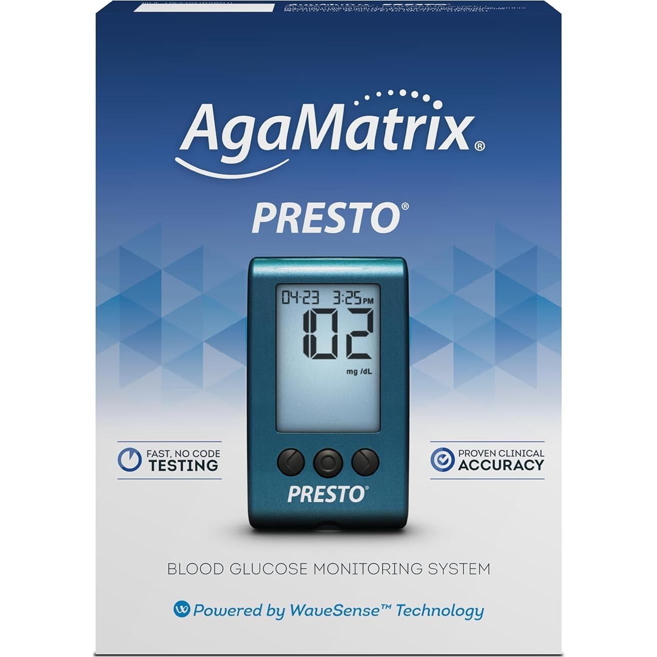 Medidor de Glucosa en Sangre AgaMatrix Presto - Rápido y Preciso