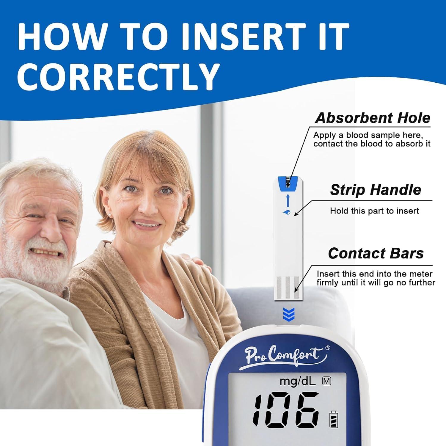 Kit Monitor de Glucosa Pro Comfort con 100 Tiras y Lancetas