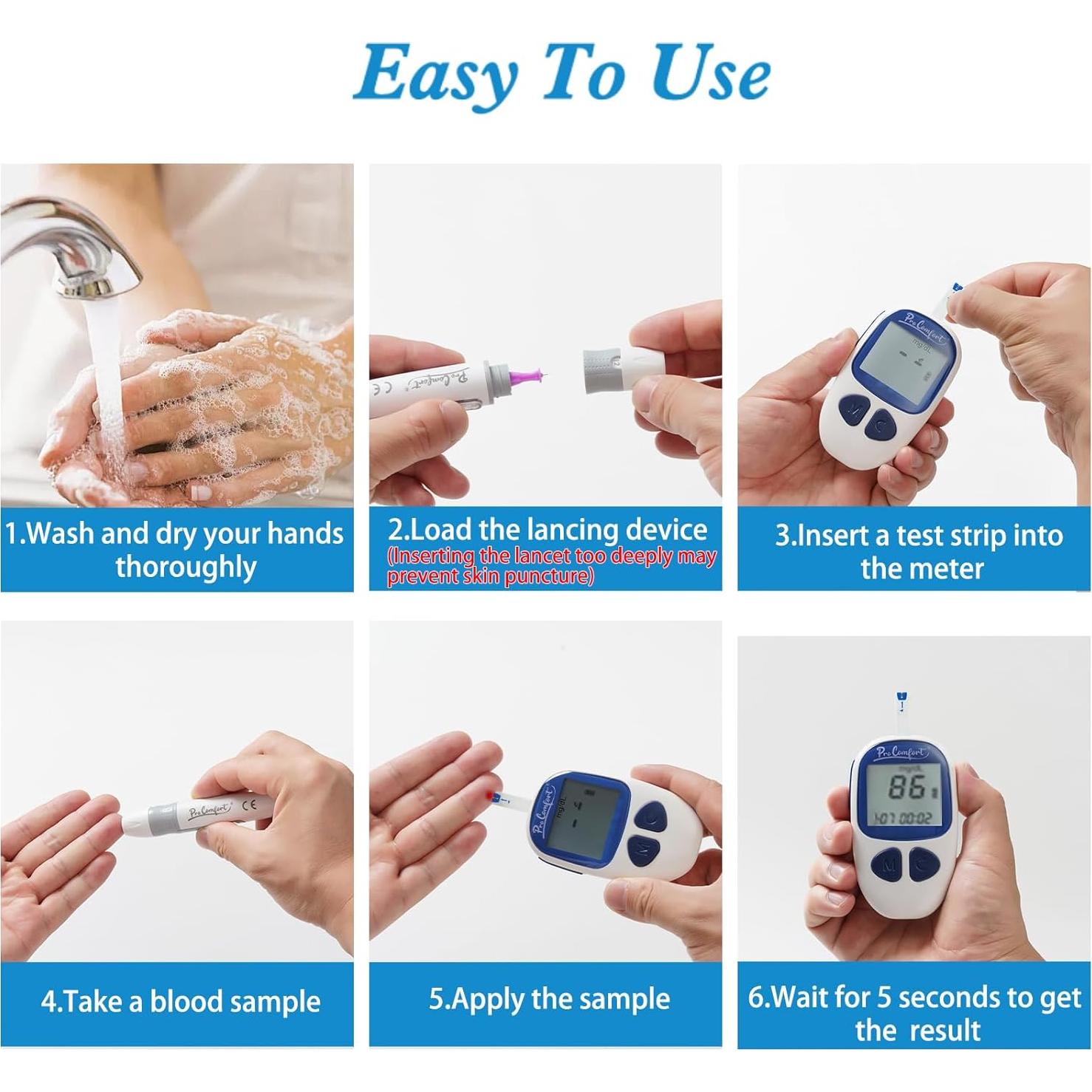 Kit Monitor de Glucosa Pro Comfort con 100 Tiras y Lancetas