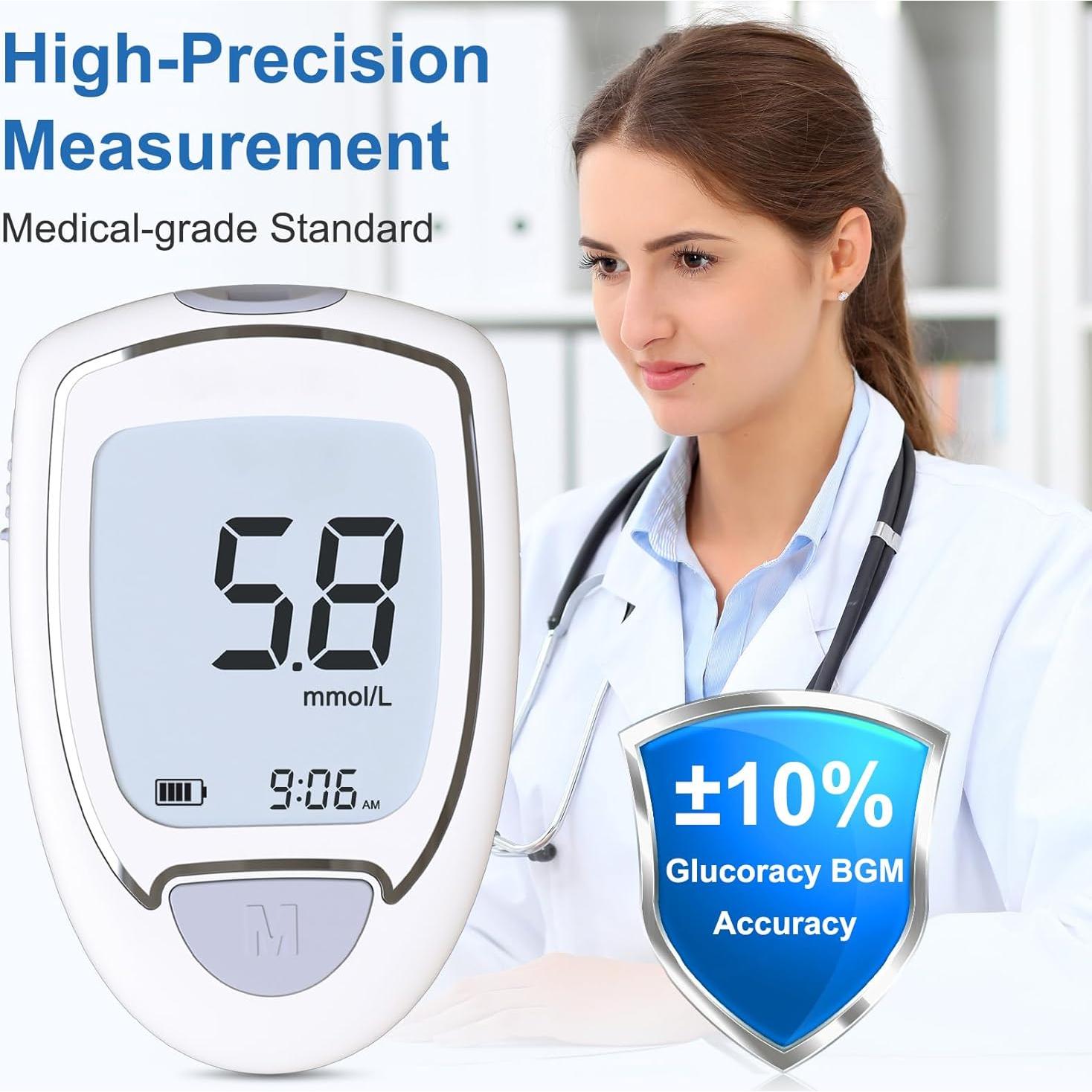 Kit Monitor de Glucosa CAKRNPS G-425-3 con 100 Tiras y Lancetas