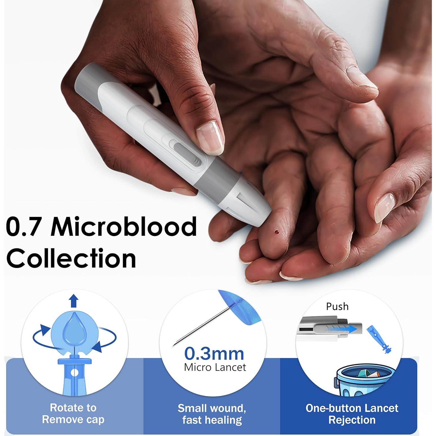 Kit de Monitor de Glucosa LinkSun G-425-3 con 100 Tiras y Lancetas