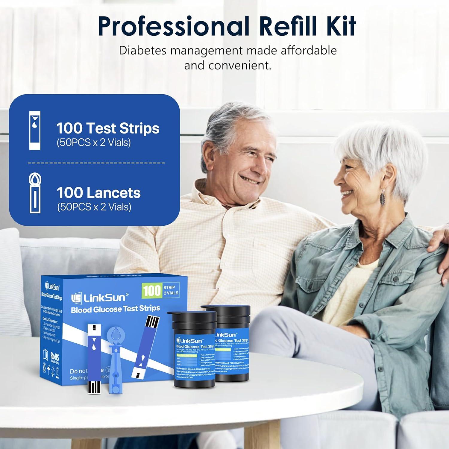 Kit de Monitor de Glucosa LinkSun G-425-3 con 100 Tiras y Lancetas