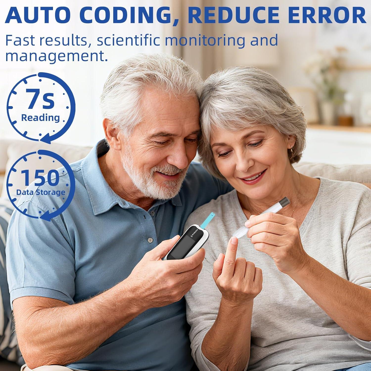 Kit de Monitor de Glucosa Metene S con 50 Tiras y Lancetas