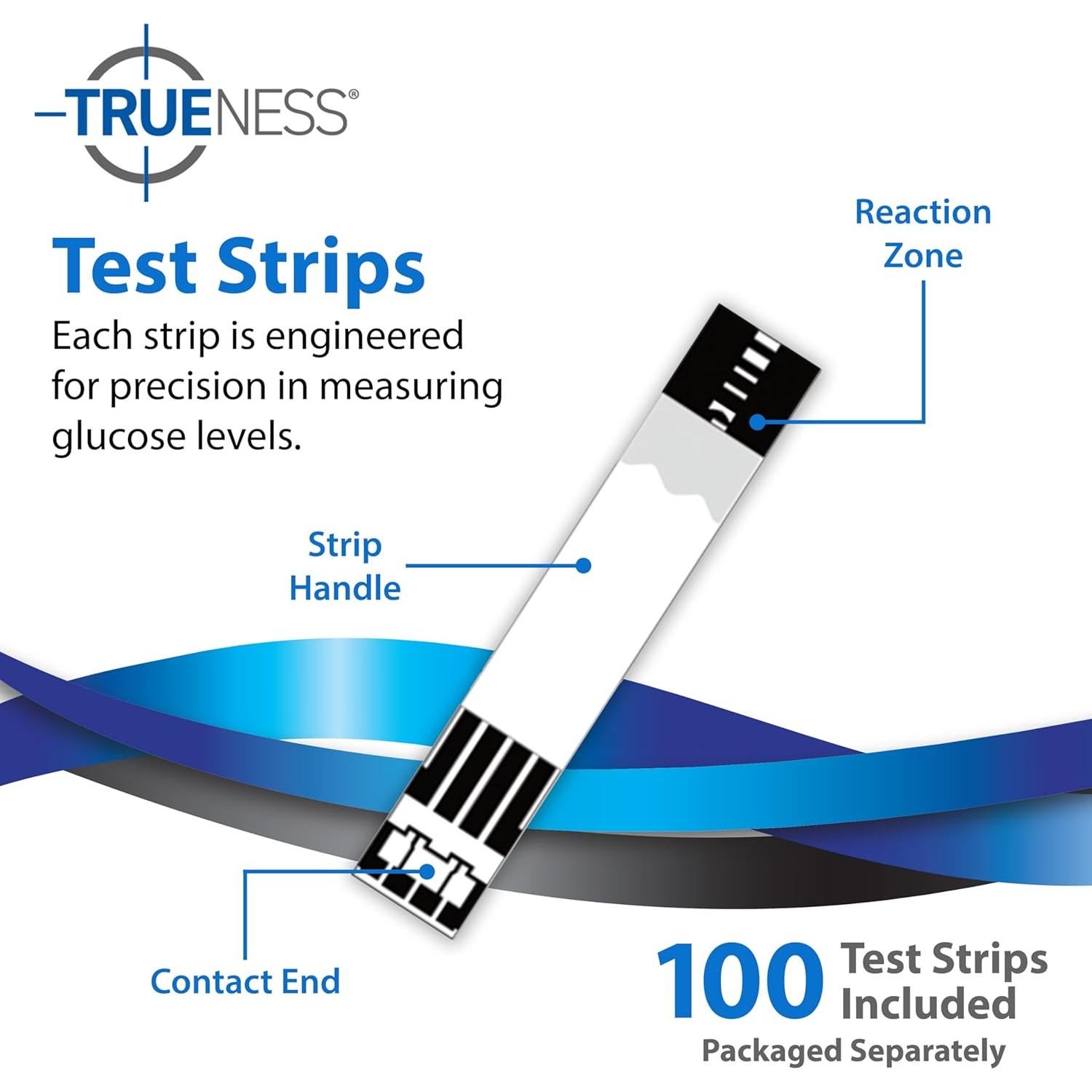 Medidor de Glucosa en Sangre TRUENESS con 100 Tiras y Lancetas
