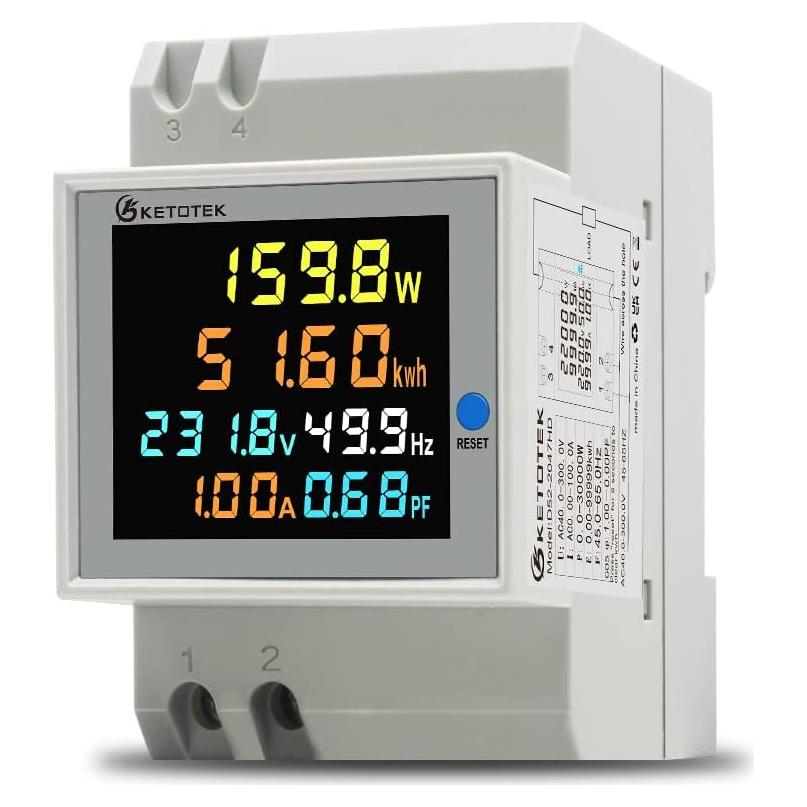 Medidor de Energía Monofásico KETOTEK 100A AC 40-300V LCD
