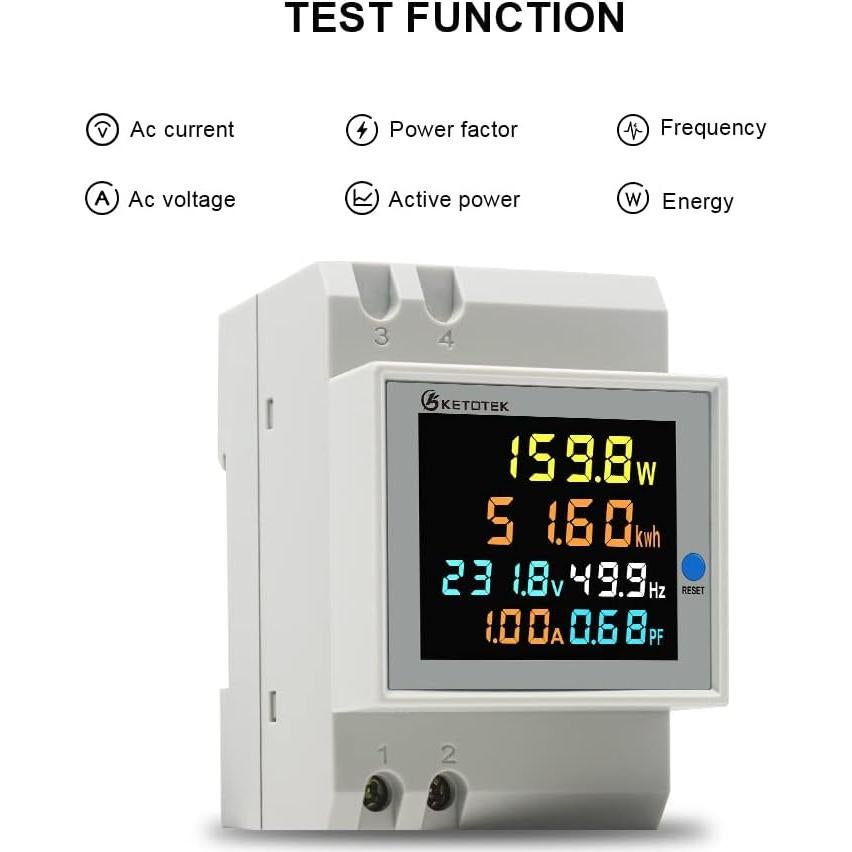 Medidor de Energía Monofásico KETOTEK 100A AC 40-300V LCD