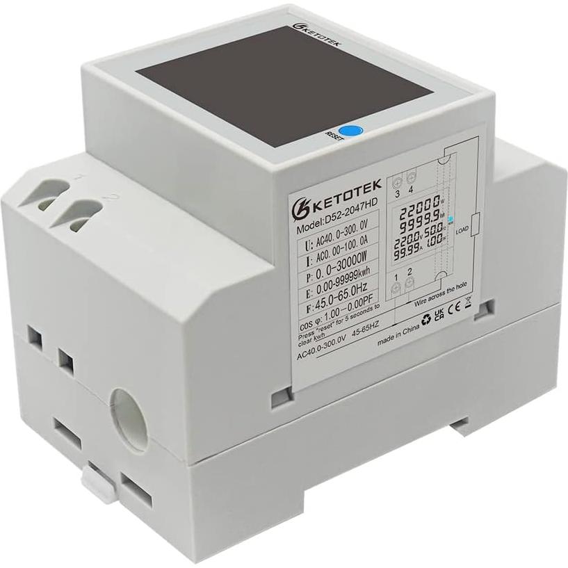 Medidor de Energía Monofásico KETOTEK 100A AC 40-300V LCD