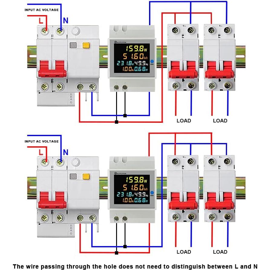 Medidor de Energía Monofásico KETOTEK 100A AC 40-300V LCD