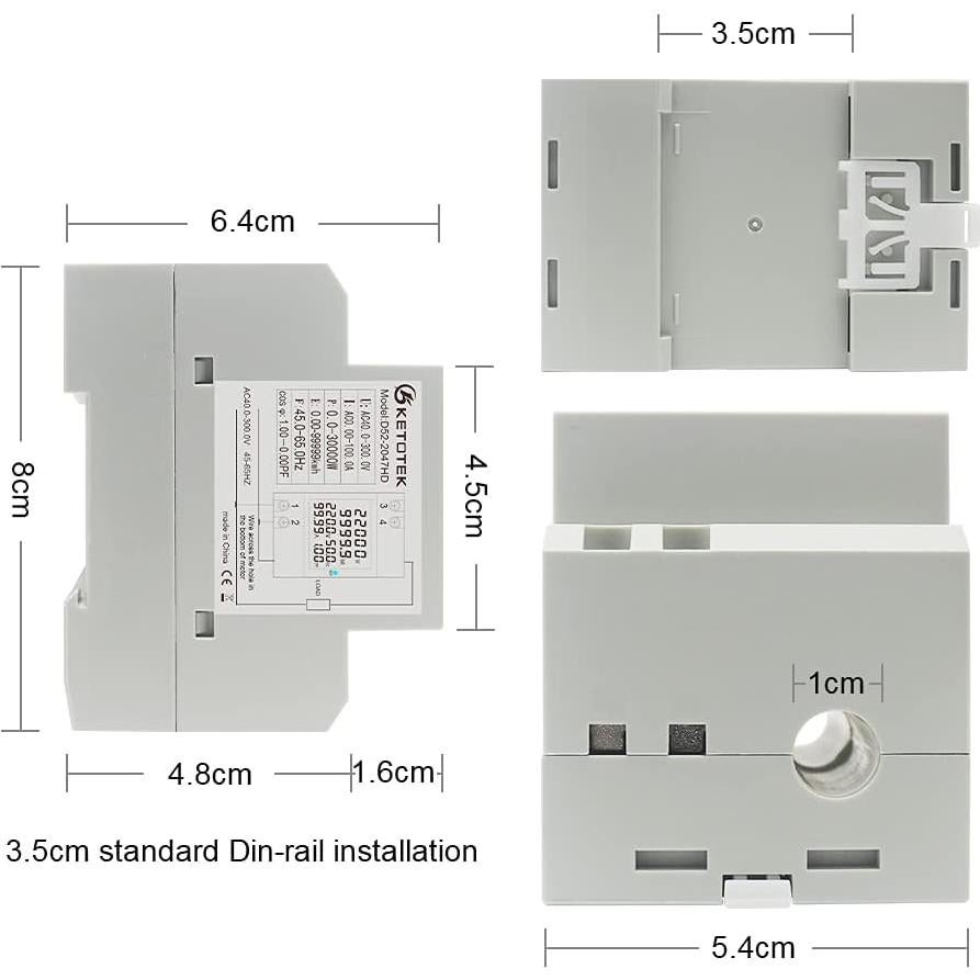 Medidor de Energía Monofásico KETOTEK 100A AC 40-300V LCD