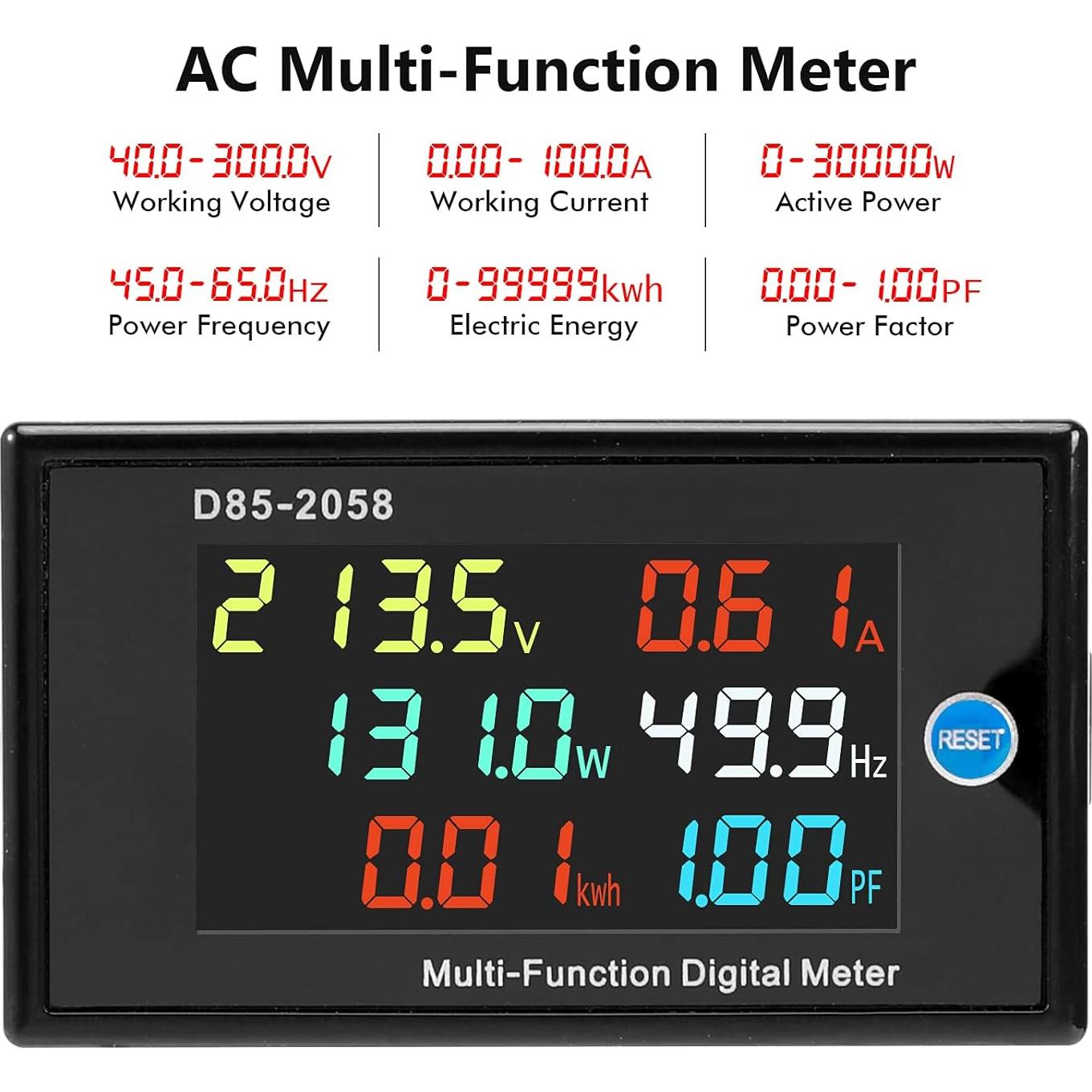 Multímetro AC DROK 6-en-1 40-300V 100A Pantalla LCD HD