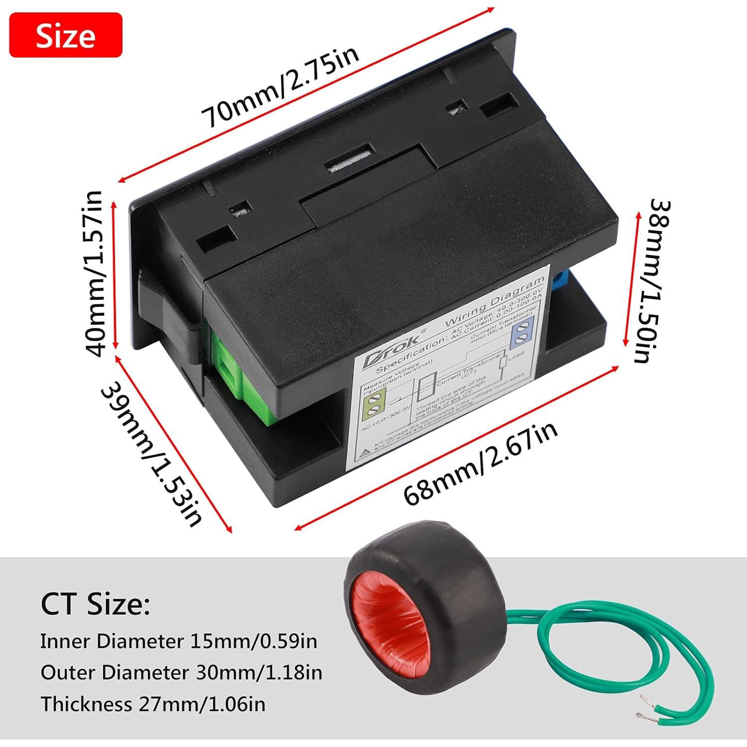 Multímetro AC DROK 6-en-1 40-300V 100A Pantalla LCD HD