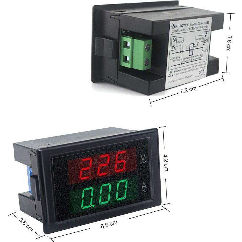 Medidor Digital de Voltaje y Amperaje KETOTEK 80-300V 100A